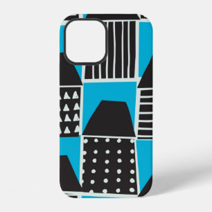 Modern seamless pattern with houses in black and b iPhone 12 case