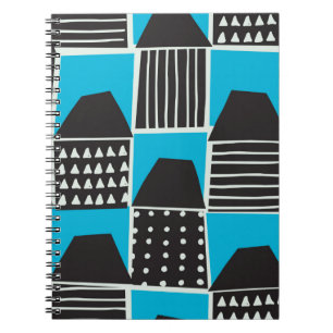 Modern seamless pattern with houses in black and b notebook