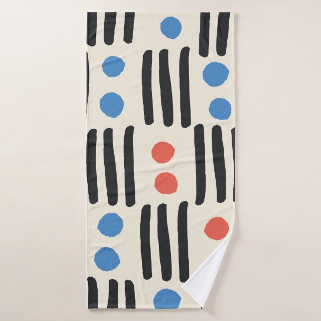 Modern seamless pattern with stripes and dots in b bath towel (Bath Towel)
