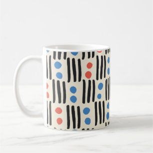Modern seamless pattern with stripes and dots in b coffee mug