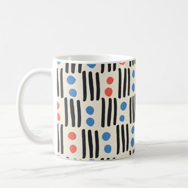 Modern seamless pattern with stripes and dots in b coffee mug (Left)