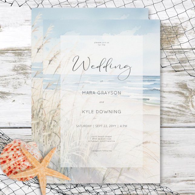 Modern Seaside Watercolor Beach Wedding Invitation (Modern Seaside Watercolor Beach Wedding Invitation)