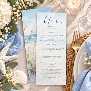 Modern Seaside Watercolor Beach Wedding Menu