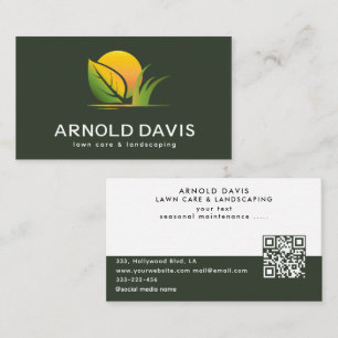 Modern seasonal lawn care and landscaping logo Business Card