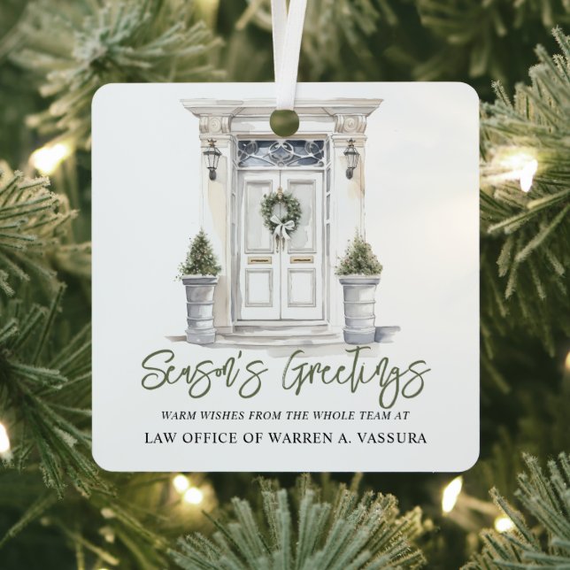 Modern Season's Greeting Business Metal Tree Decoration (Insitu)