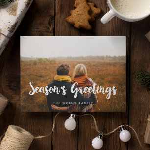 Modern Season's Greetings Family Photo Holiday Card