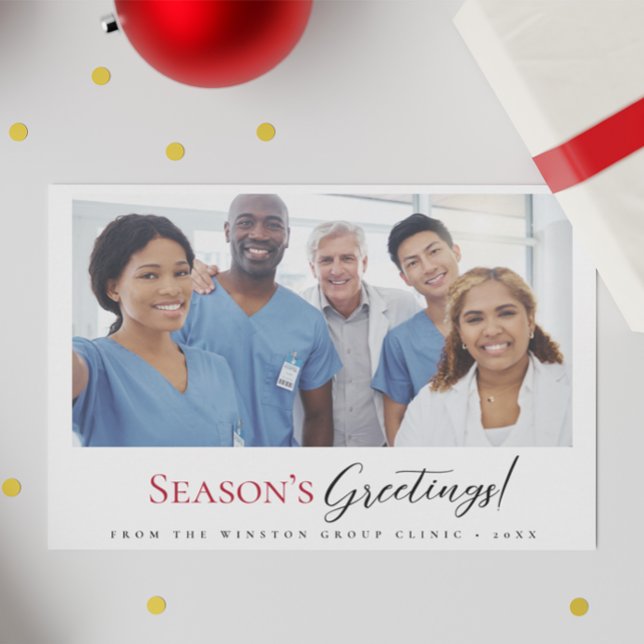 Modern Season's Greetings Medical clinic Holiday (Season's greeting Medical clinic staff, dentist, doctor office Christmas card.)