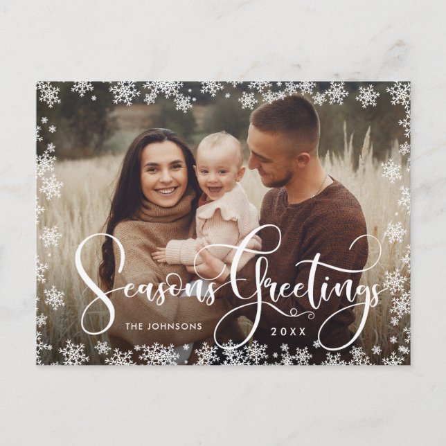Modern Seasons Greetings PHOTO Christmas Holiday Postcard (Front)