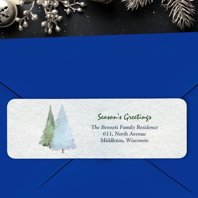 Modern Seasons Greetings Pine Tree Return Address Label (Creator Uploaded)
