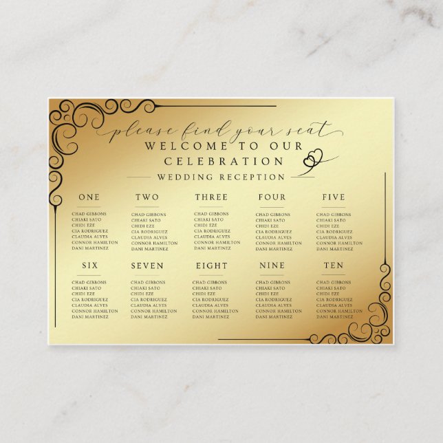 Modern Seating Arrangement Template - Editable Cla Business Card (Front)
