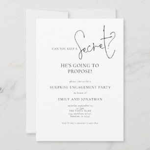 Modern Secret Surprise Engagement Party Invitation