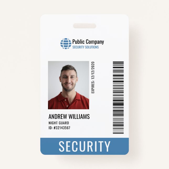 Modern Security Company Guard #Cust Request Badge ID Badge (Back)