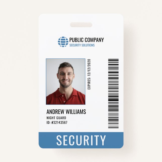 Modern Security Company Guard ID ID Badge (Front)