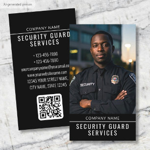 Modern Security Guard Minimalist Photo QR Code Business Card