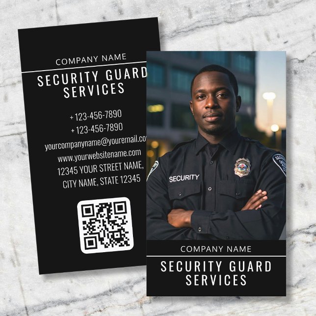 Modern Security Guard Minimalist Photo QR Code Business Card (Creator Uploaded)
