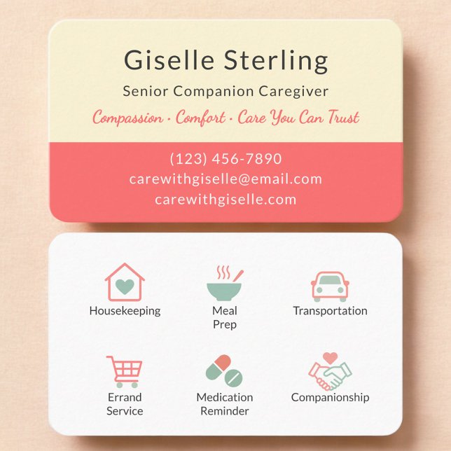 Modern Senior Caregiver Home Help Business Card (Creator Uploaded)