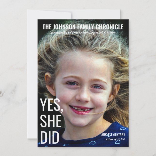 Modern Senior Graduation Magazine Cover Grad Photo Invitation (Front)