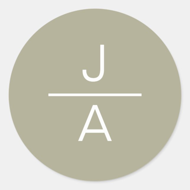 Modern Serenity Gold Monogram Round Sticker (Front)