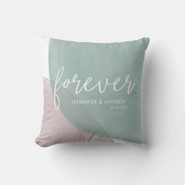 Modern Serenity | Wedding Monogram Throw Pillow (Front)