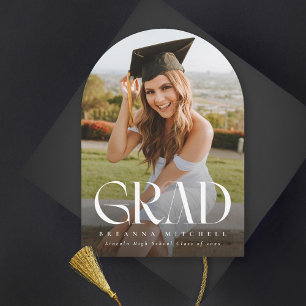 Modern Serif Elegant Arch Photo Graduation Invitation