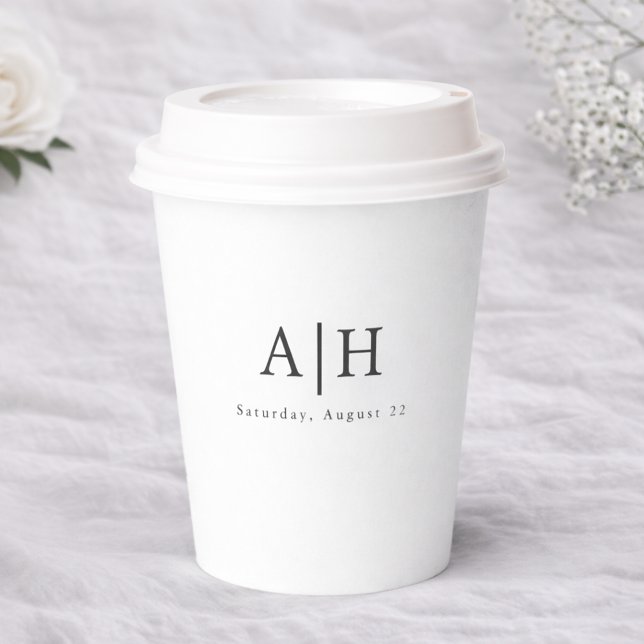 Modern Serif Monogram Wedding Party Paper Cup (Creator Uploaded)