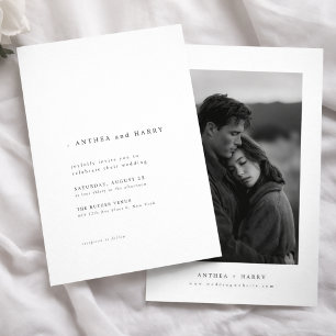 Modern Serif Typography Black and White Wedding Invitation