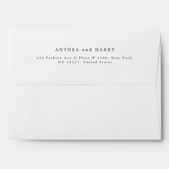 Modern Serif Wedding Return Address Envelopes (Back (Top Flap))