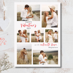 Modern seven Photo collage Valentine's Day Holiday Card