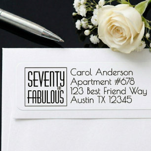 Modern Seventy and Fabulous 70th Birthday Party Return Address Label