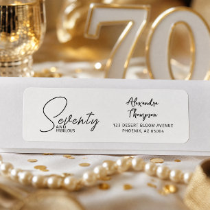 Modern Seventy and Fabulous Bold 70th Birthday Return Address Label