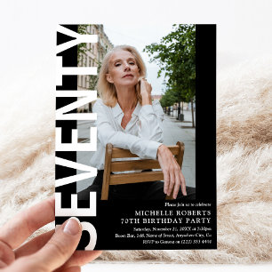 Modern SEVENTY Photo 70th Birthday Party Invitation