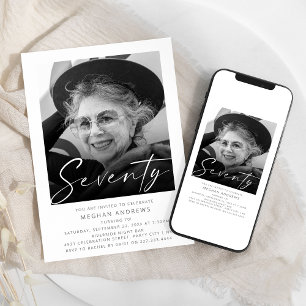 Modern Seventy Photo Birthday Party Invitation