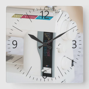 Modern sewing machine square wall clock
