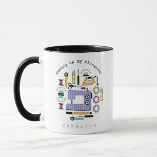 Modern Sewing Supplies and Tools Pattern Mug