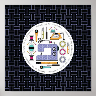 Modern Sewing Supplies and Tools Pattern Poster