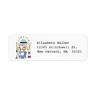 Modern Sewing Supplies and Tools Pattern Return Address Label