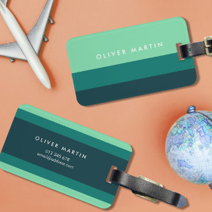 Modern Shades of Green and Teal Colour Block Luggage Tag