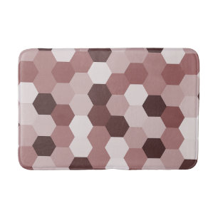 Modern Shades of Reddish Brown Hexagonal Geometric Bath Mat