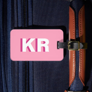 Modern Shadow Monogram Pink Personalised Luggage Tag