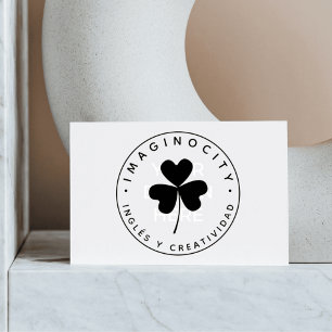 Modern Shamrock Business Name and Slogan Rubber Stamp