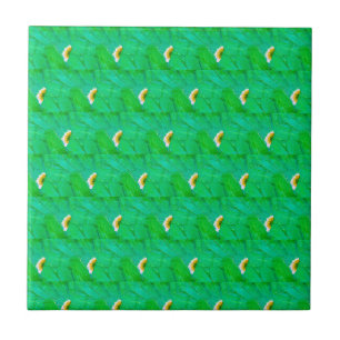 Modern Shamrock Green Abstract Botanical Pattern Ceramic Tile