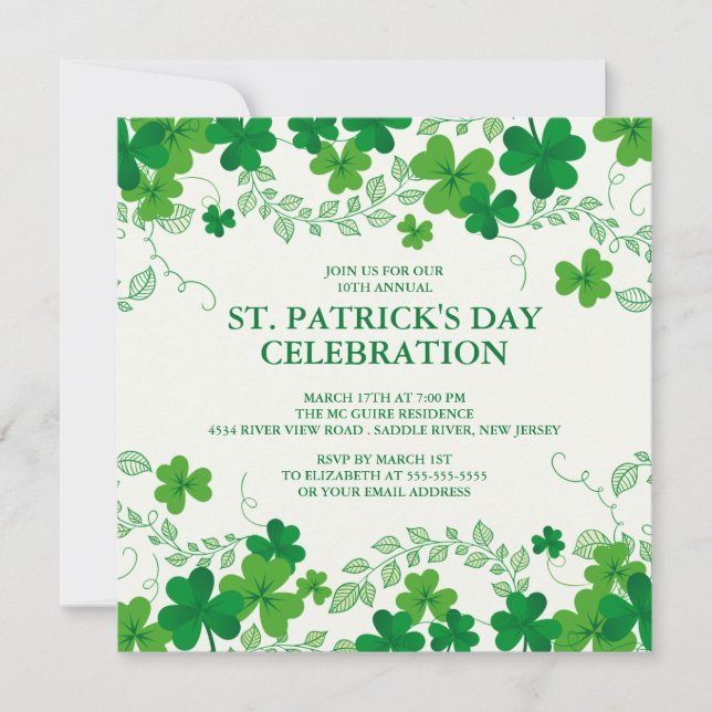 Modern Shamrock St. Patrick's Party Invitation (Front)
