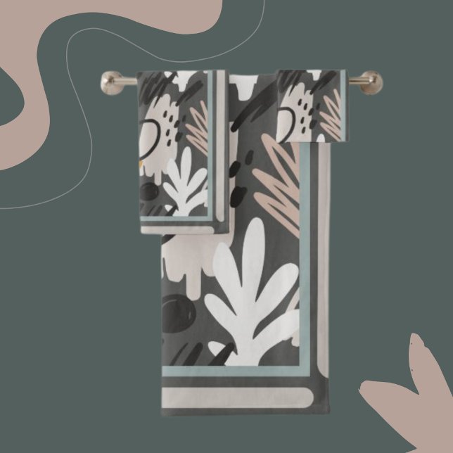 Modern Shapes Perwinkle, Orange, Blush Teal/Brown Bath Towel Set (Creator Uploaded)