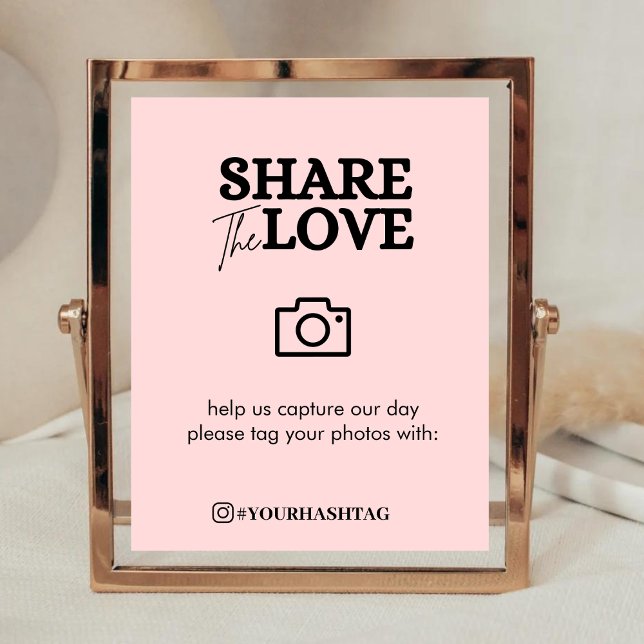 Modern Share The Love Hashtag Blush Pink  Poster (Creator Uploaded)