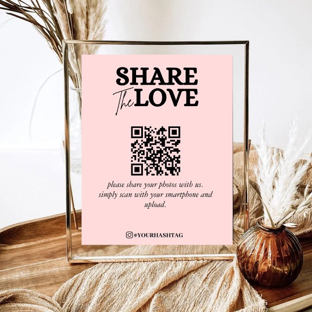Modern Share The Love QR Code Blush Pink  Poster (Creator Uploaded)