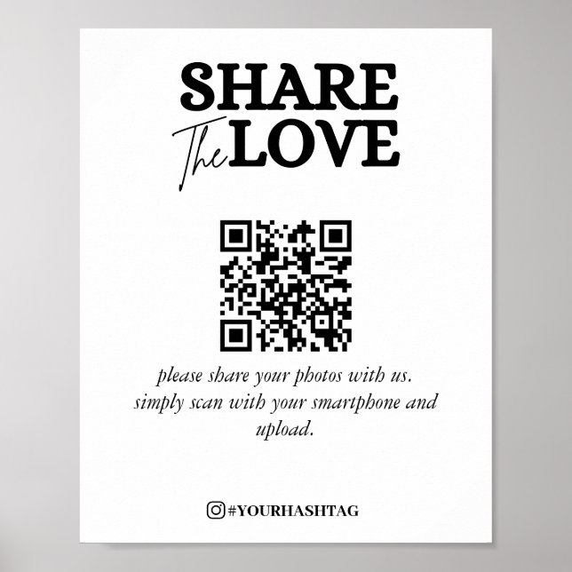 Modern Share The Love QR Code White Poster (Front)