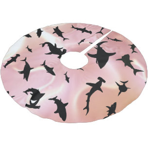Modern Shark fish gradient colourful galaxy Space Brushed Polyester Tree Skirt