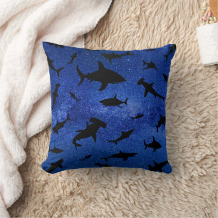 Modern shark fish jaws whale under the sea galaxy cushion
