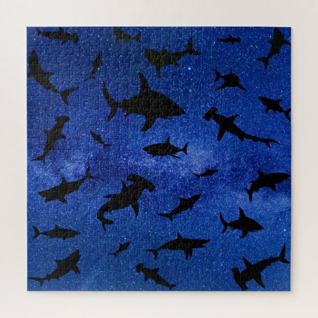 Modern shark fish jaws whale under the sea galaxy jigsaw puzzle (Vertical)