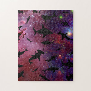 Modern shark fish jaws whale under the sea galaxy jigsaw puzzle